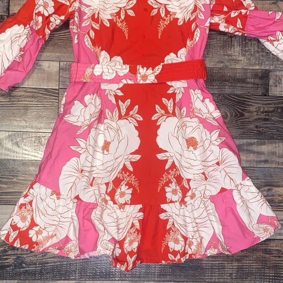 FARM Rio Red and Pink Floral Dress - Picture 6 of 7